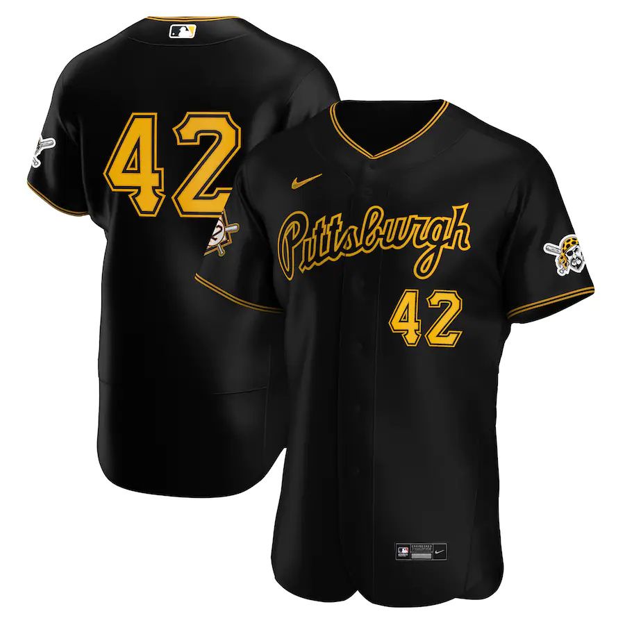 Mens Pittsburgh Pirates #42 Nike Black Alternate Jackie Robinson Day Authentic MLB Jerseys